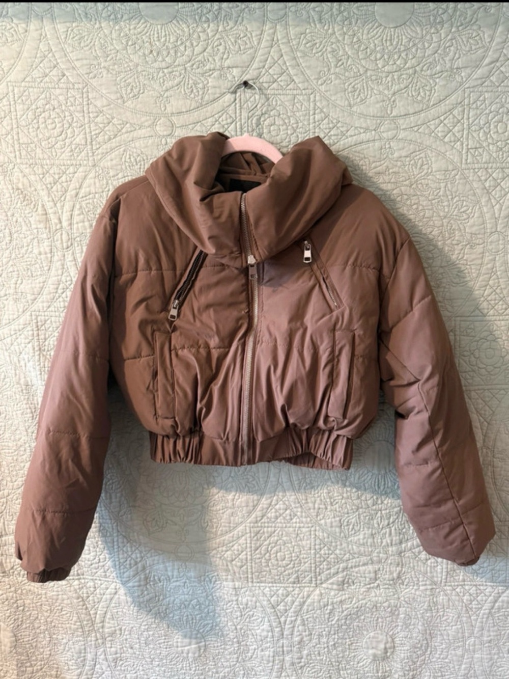Forever 21 Cropped Brown Puffer Jacket